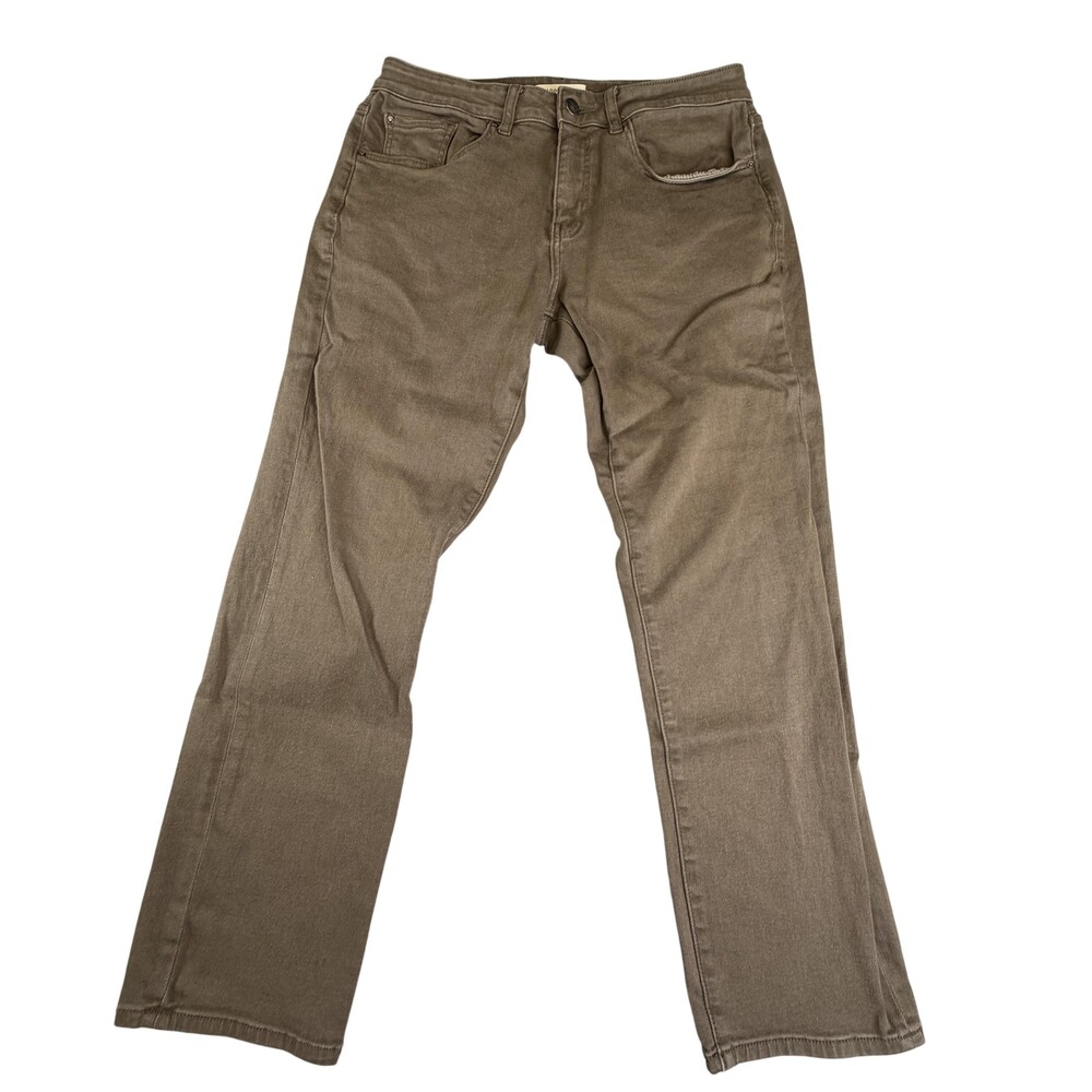 Warp + Weft ORD Chicago Straight Jeans Mens FIT 32x29 Green Stretch Denim